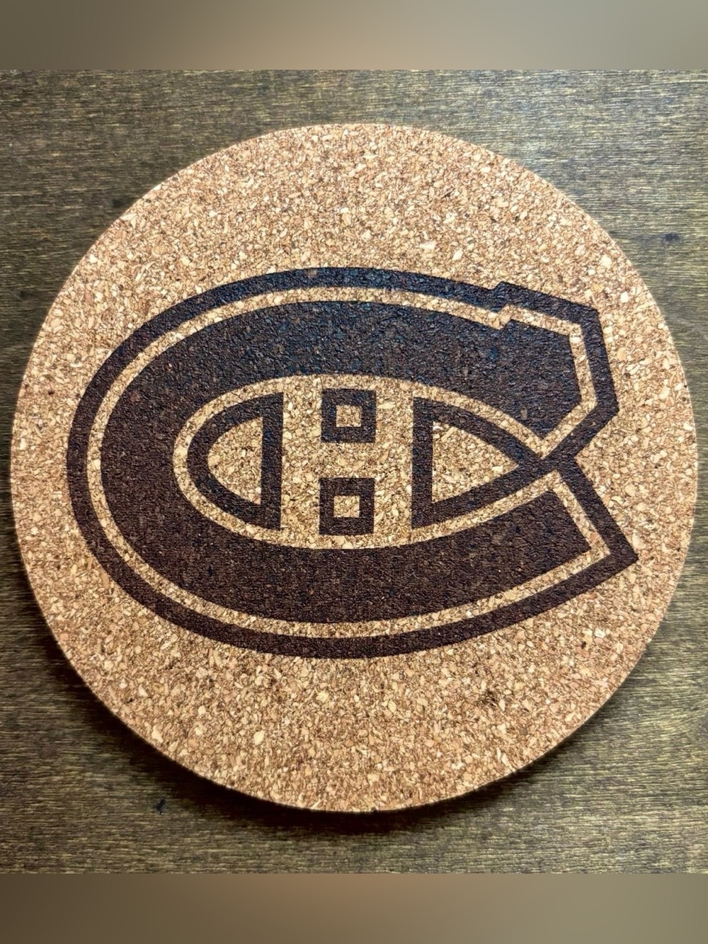 Montreal Canadiens Logo Laser Engraved Cork Coasters Lot of 4 - Picture 3 of 10